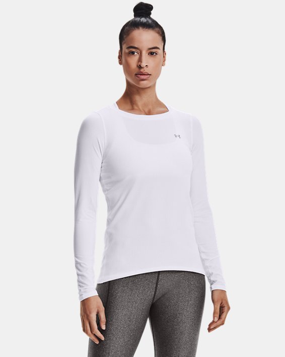 Women's HeatGear® Armour Long Sleeve in White image number 0